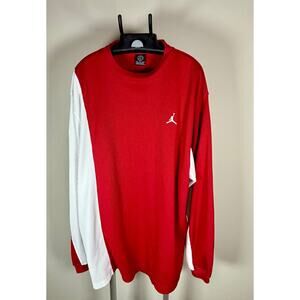 NBA Nike Air Jordan 85-05 Ribbed Red & White Long Sleeve Shirt Mens XL Vintage